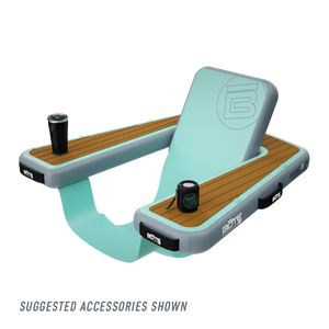 Picture of the Inflatable Hangout Chair Classic with a tumbler and speaker