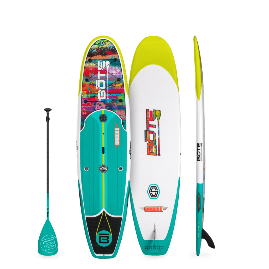 Top, side, and bottom view Breeze 10′6″ Native Spectrum Paddle Board