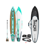 Top and bottom angled view of the HD 10′6″ Full Trax Seafoam Paddle Board Package