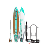 Top and bottom angled view of the HD 10′6″ Full Trax Seafoam Paddle Board Package