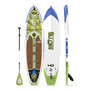 Top, side and bottom view of the HD 10′6″ Native Nalu Paddle Board with paddle