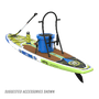 Rear angled view of the HD 10′6″ Native Nalu Paddle Board with suggested accessories