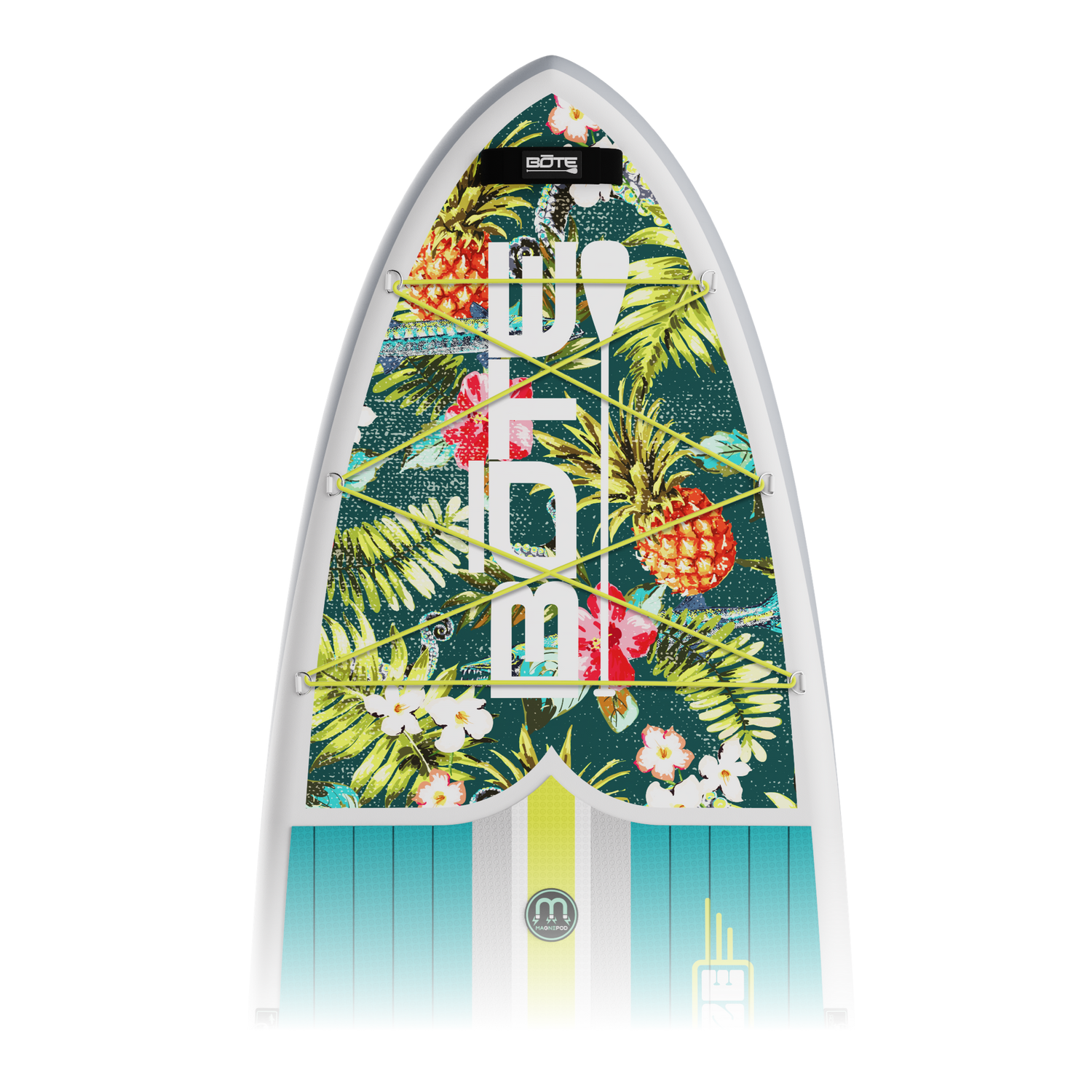 Zoomed in view of the 10'6" Breeze Aero Native Cuda inflatable paddle board