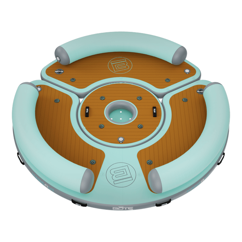 Top angled view of the Inflatable Dock Hangout 360 Duo with Bar