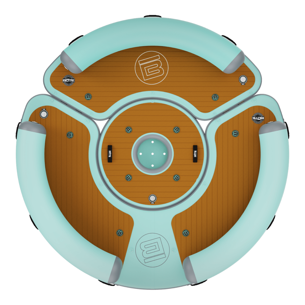 Top view of the Inflatable Dock Hangout 360 Duo with Bar