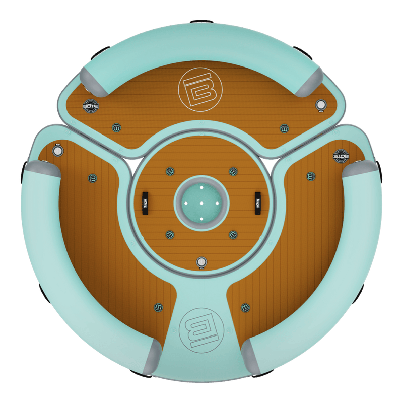 Top view of the Inflatable Dock Hangout 360 Duo with Bar