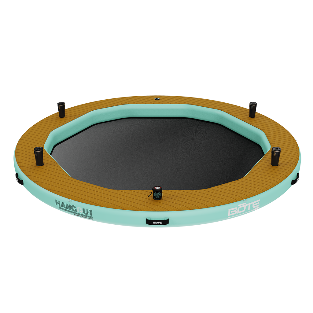 Top view of the Side view of the Inflatable Hangout Water Hammock 10 Classic with drinkware