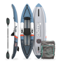 Inflatable paddle boards with a paddle and carrying bag