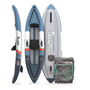 Inflatable paddle boards and a bag with BOTE logo on a white background