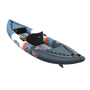 Inflatable kayak with blue and gray design on a white background