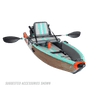 Front angle view of the Deus Aero inflatable kayak in Classic Cypress with paddle