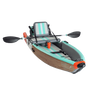 Front angle view of the Deus Aero inflatable kayak in Classic Cypress with paddle and accessories.