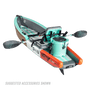 Back angle view of the Deus Aero kayak in Classic Cypress with accessories.