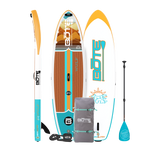 WULF Aero 11'4" Native Dune board shown with paddle, bag, leash, and pump in full package layout.