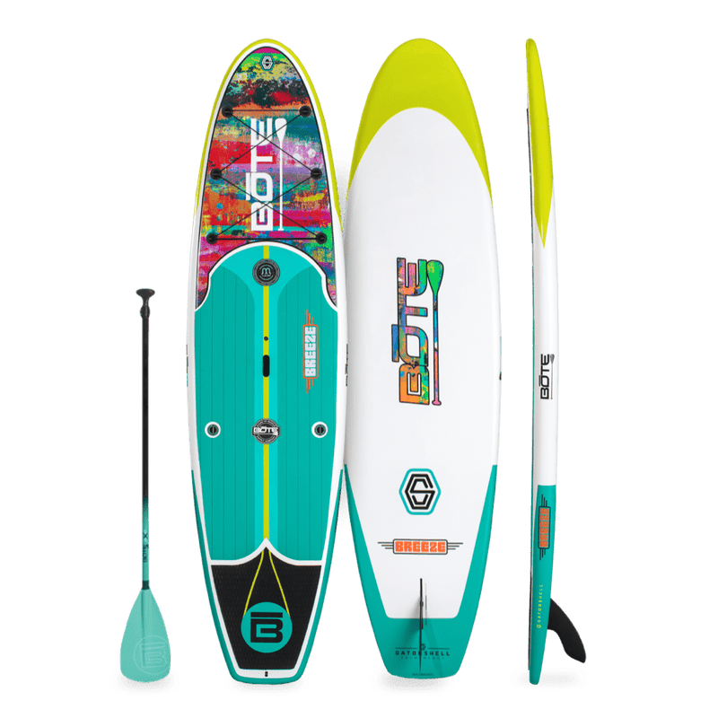 Top, side, and bottom view of the Breeze 11′6″ Native Spectrum Paddle Board