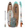 Top, side and bottom view of the HD Aero 11′6″ Classic Mangrove Inflatable Paddle Board with paddle and bag