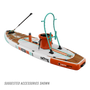 Rear angled view of the HD Aero 11′6″ Classic Mangrove Inflatable Paddle Board with suggested accessories