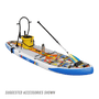 Decked out front view of HD Aero 11′6″ Fischer Topwater Inflatable Paddle Board