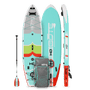 Top, side, and bottom view of the HD Aero 11′6″ Full Trax Lime Inflatable Paddle Board with carrying bag and paddle.