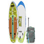 Angled top and bottom view of the HD Aero 11′6″ Native Nalu Inflatable Paddle Board with bag and paddle