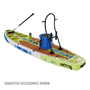 Rear angled view of the HD Aero 11′6″ Native Nalu Inflatable Paddle Board with suggested accessories