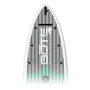 Top view of HD 12' Full Trax Lime board with grey and mint deck pad and black bungees.