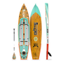 Top, side and bottom view of the Rackham 12′ Classic Mangrove Paddle Board with paddle