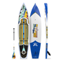 Top, side, and bottom view of the Rackham 12′ Native Fusion Paddle Board with paddle