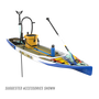Front angled view of the Rackham 12′ Native Fusion Paddle Board with suggested accessories