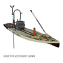 Front angled view of the Rackham 14′ Verge Paddle Board with suggested accessories