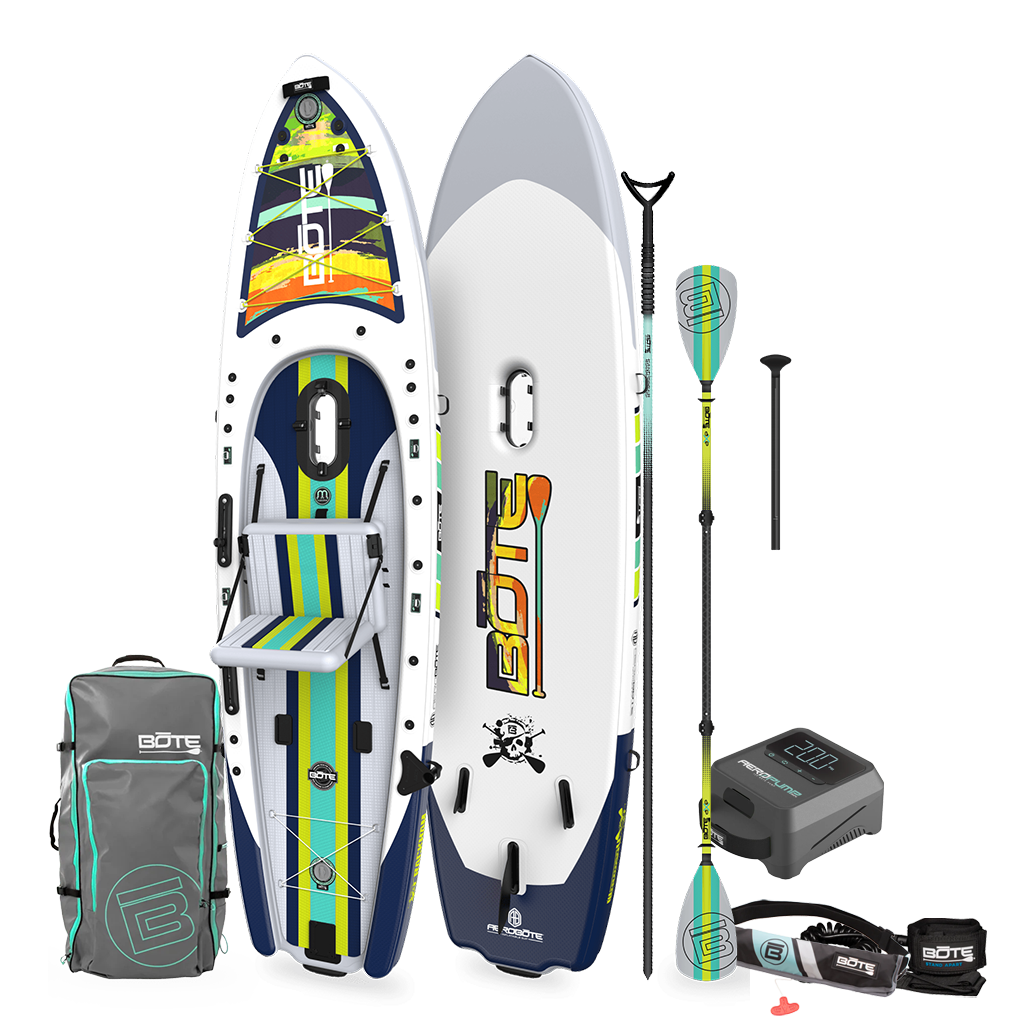 Top and bottom view of Rackham Aero in Native Arches shown with carry bag and accessories.
