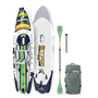 Angled view of the Rackham Aero 12′4″ Native Arches Inflatable Paddle Board with travel bag and paddle