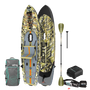 Top and bottom angled view of the Rackham Aero 12′4″ Verge Camo Inflatable Paddle Board Package