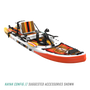 Front angled view of the Rackham Aero 12′4″ Fischer Cutthroat Apex Inflatable Paddle Board kayak configuration with suggested accessories