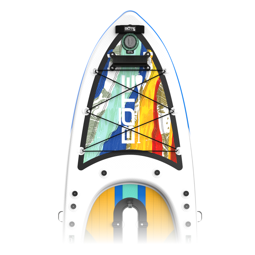 Zoomed in view of the nose area of the Rackham Aero 12′4″ Native Fusion Apex Inflatable Paddle Board