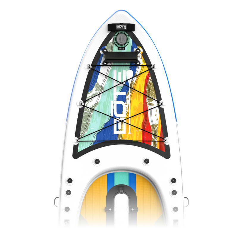 Zoomed in view of the nose area of the Rackham Aero 12′4″ Native Fusion Apex Inflatable Paddle Board
