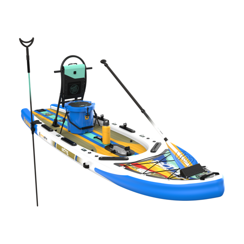 Front angled view of the Rackham Aero 12′4″ Native Fusion Apex Inflatable Paddle Board Package