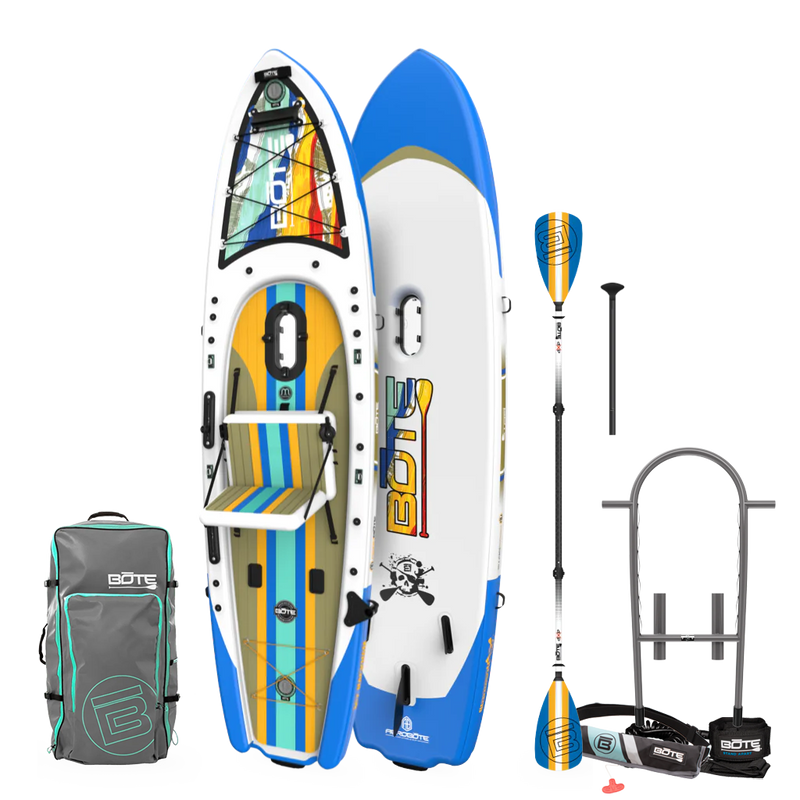 Top and bottom angled view of the Rackham Aero 12′4″ Native Fusion Apex Inflatable Paddle Board Package