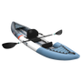 Inflatable kayak with paddle on a white background