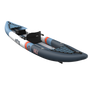 Inflatable kayak with blue and gray design on a white background