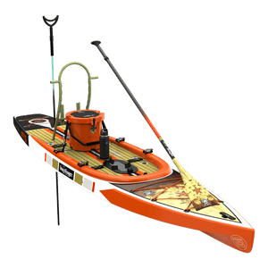 Front view of the Rackham 14′ Bug Slinger™ Backwater Paddle Board SUP Package