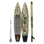 Top, bottom and side view of the Rackham 14' Verge Camo Paddle Board with paddle