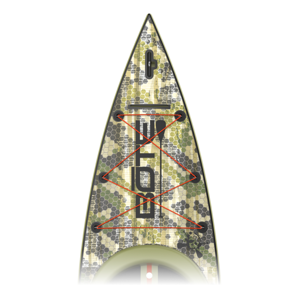 Nose area of the Rackham 14' Verge Camo Paddle Board
