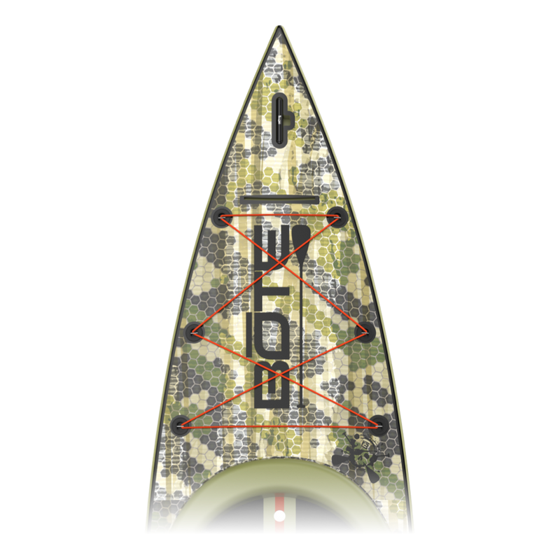 Nose area of the Rackham 14' Verge Camo Paddle Board