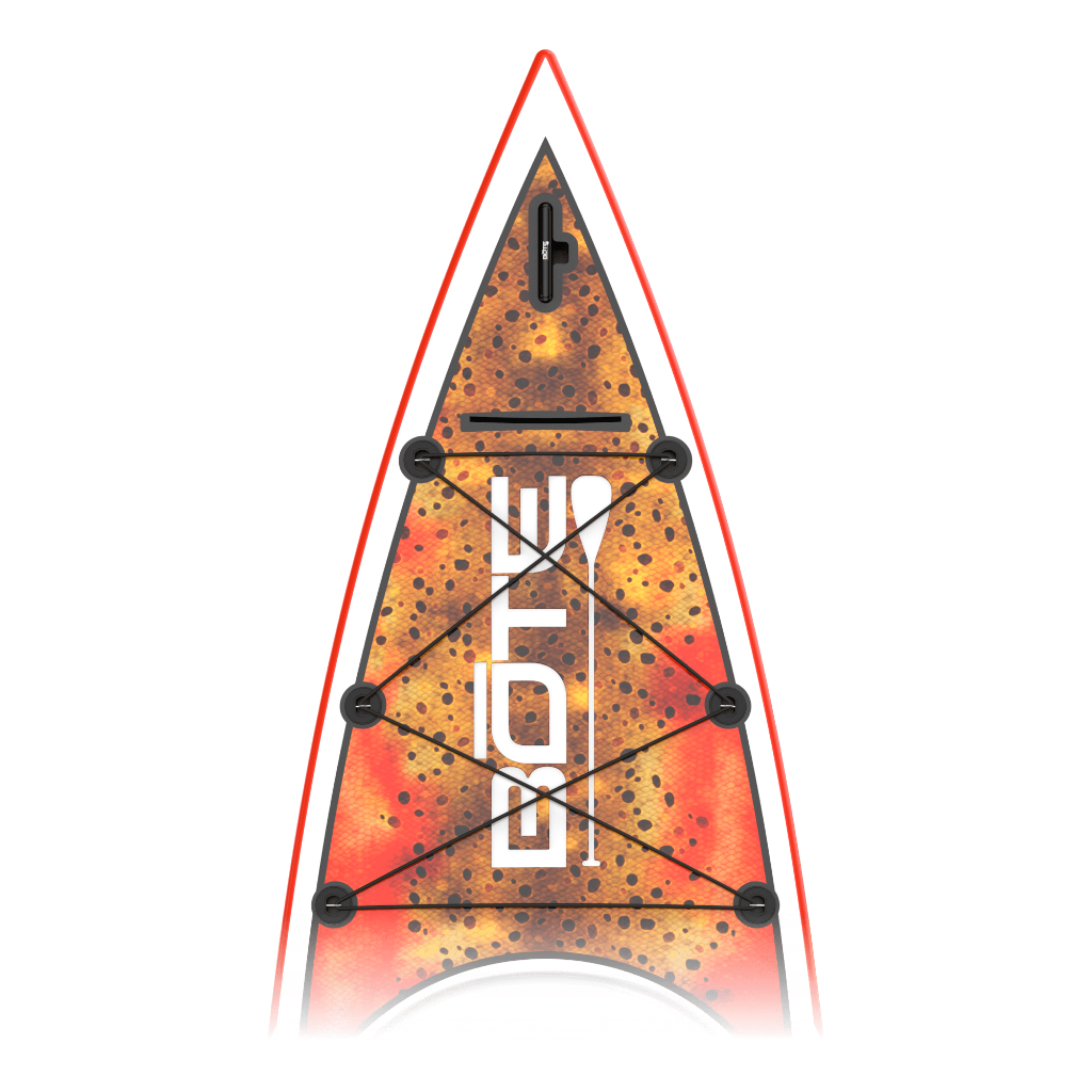 Zoomed in area of the nose of the Rackham 14′ Fischer Cutthroat Paddle Board