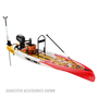 Front angled view of the Rover 14′ Fischer Cutthroat Micro Skiff with suggested accessories