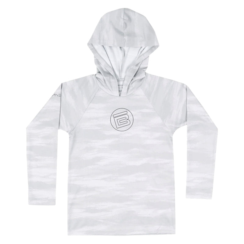 Front view of the Kids Explorer Tech Hoody Ice Camo