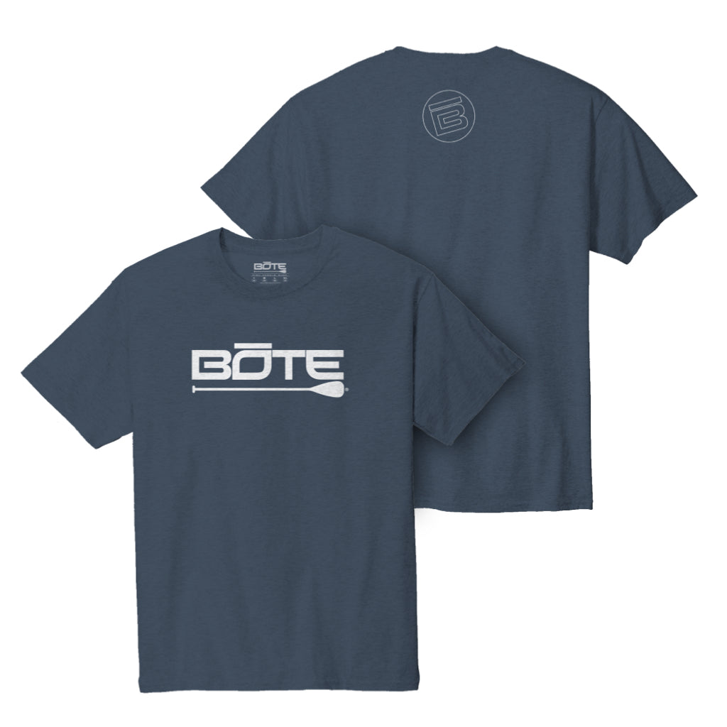 Front and back image of the Men's Logo Navy Tee Shirt