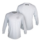 Front and back image of the Men's Low Pro Tech Long Sleeve Alloy Heathered