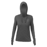 Front view of the Women's Breeze Tech Hoody Charcoal Heathered